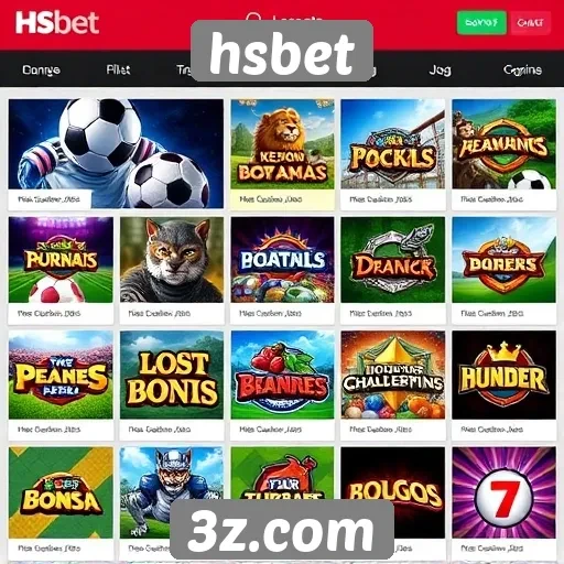 Variedade de jogos disponíveis na plataforma hsbet